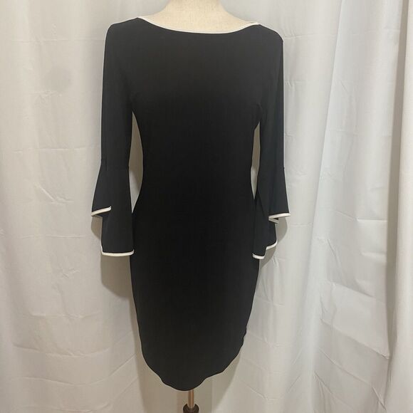 Annalee + Hope Black‎ Sheath Dress Size M Bell Sleeve Career Workwear NWT - Picture 2 of 11